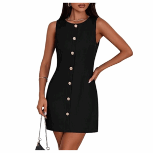 PRETTYGARDEN Summer Business Formal Short Dress Sleeveless Button Down PRETTYGARDEN Summer Business Formal Short Dress Sleeveless Button Down